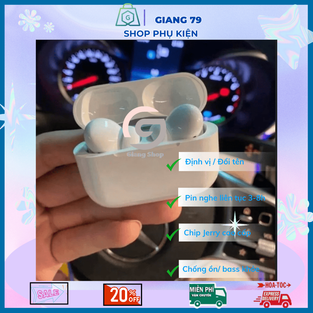 Tai Nghe  Bluetooth AIP 3/4 Bass Căng, Chống Ồn, Đổi Tên Cảm Ứng Bảo Hành 1 đổi 1