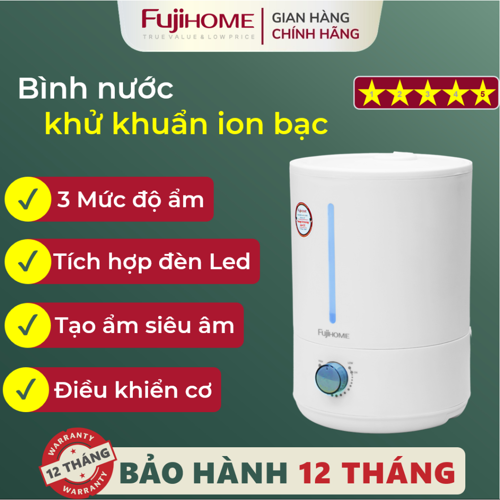 Máy xông tinh dầu Nhập Khẩu FUJIHOME HM06M, Máy phun sương tạo ẩm siêu âm có khay tinh dầu riêng