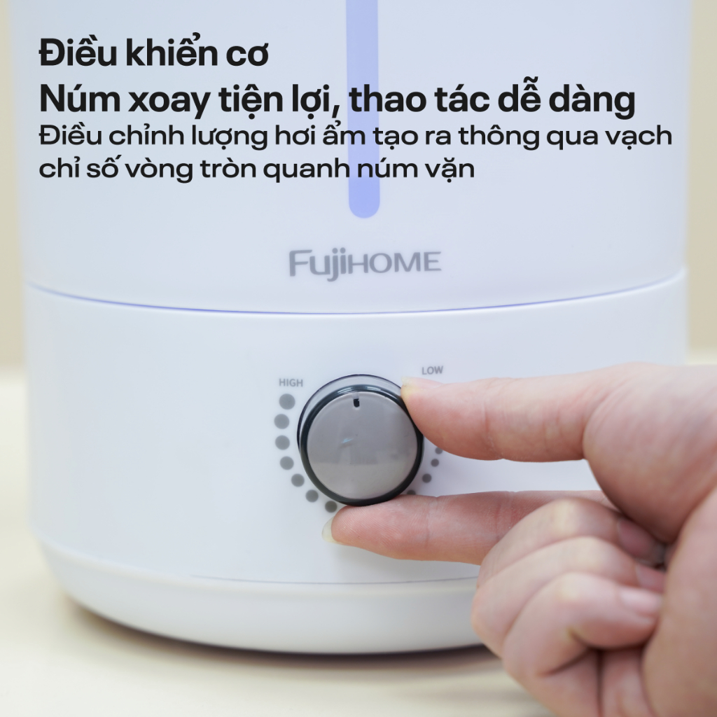 Máy xông tinh dầu Nhập Khẩu FUJIHOME HM06M, Máy phun sương tạo ẩm siêu âm có khay tinh dầu riêng