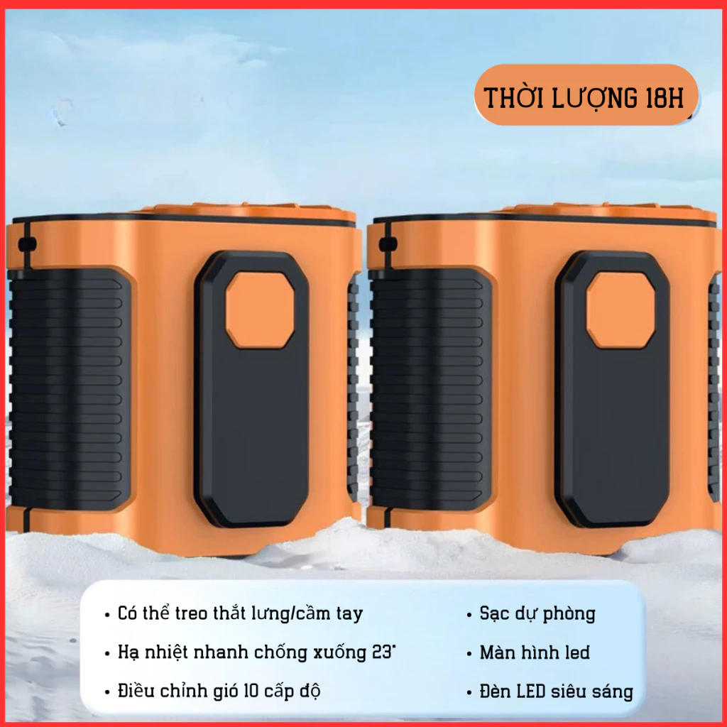 Quạt Đeo Thắt Lưng F18 Siêu Trâu  – 10 Cấp Độ Gió, Đeo Hông/Đeo Cổ, Quạt Điều Hòa Mini, Dùng 10H  A07