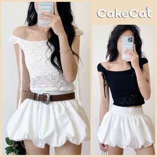Áo Ren Thêu Hai Dây Cao Cấp Thiết Kế Trễ Vai, Phong Cách Trẻ Trung, Phù Hợp Đi Biển Cakecat