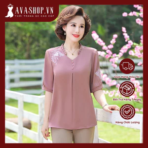 Áo Thun Lụa Kiểu Nữ Trung Niên Lịch Sự SM64