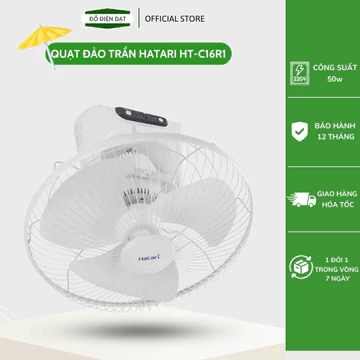 [Hỏa Tốc] Quạt đảo trần thái lan, Quạt đảo trần Hatari HT-C16R1 có điều khiển, Mẫu mới ,Bảo hành 12 tháng