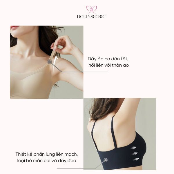 Áo Lót Không Gọng Định Hình V1 DOLLY SECRET Tàng Hình Áo Lót Su Nữ Liền Mảnh A61