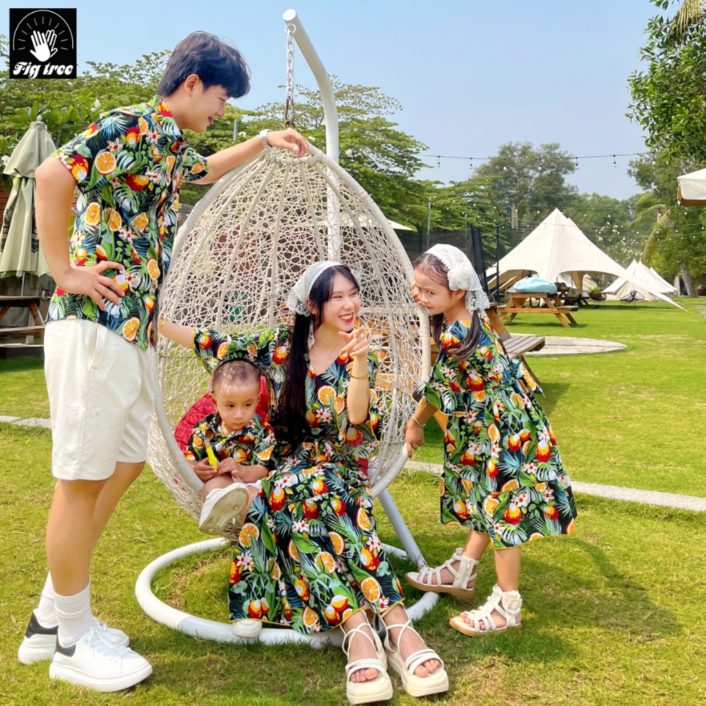 Đồ Gia Đình Fig Tree Họa Tiết Trái Cam Mùa Hè Tươi Mát Đi Biển, Du Lịch, Chất Kate mát, MS 192