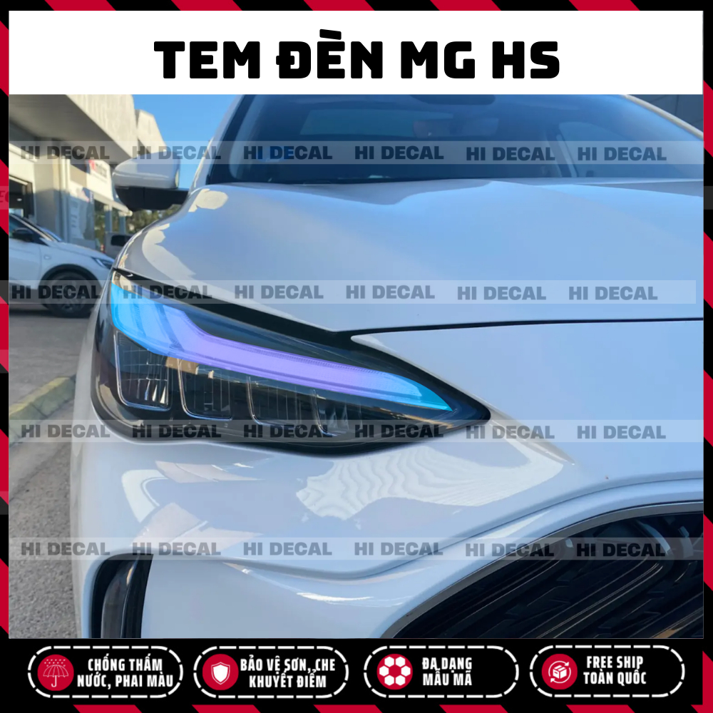 Tem dán đèn MG HS, decal đèn MG HS trang trị bảo vệ, tạo điểm nhấn