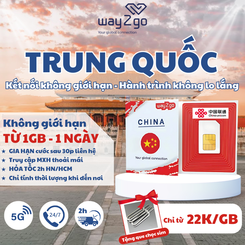 [CÓ ESIM] Sim du lịch Trung Quốc 7 - 30 ngày, sim mạng quốc tế Way2go ...