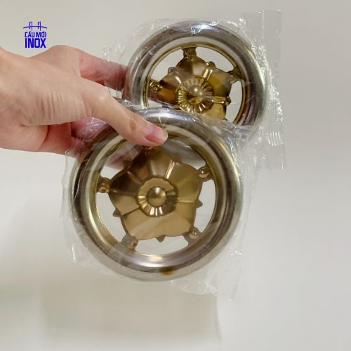 Hoa mai vàng inox 304, phụ kiện trang trí cổng, hàng rào, hành lang, kích thước 100mm, 120mm
