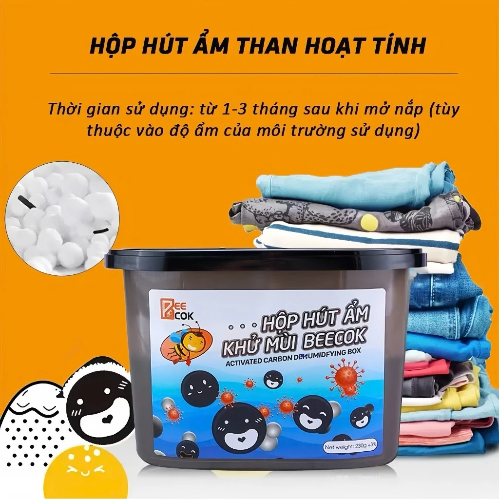 Hộp Hút Ẩm, Làm Sạch Không Khí, Khử Mùi Than Hoạt Tính Chống Ẩm Mốc Cho Tủ Quần Áo, Tủ Giày,...