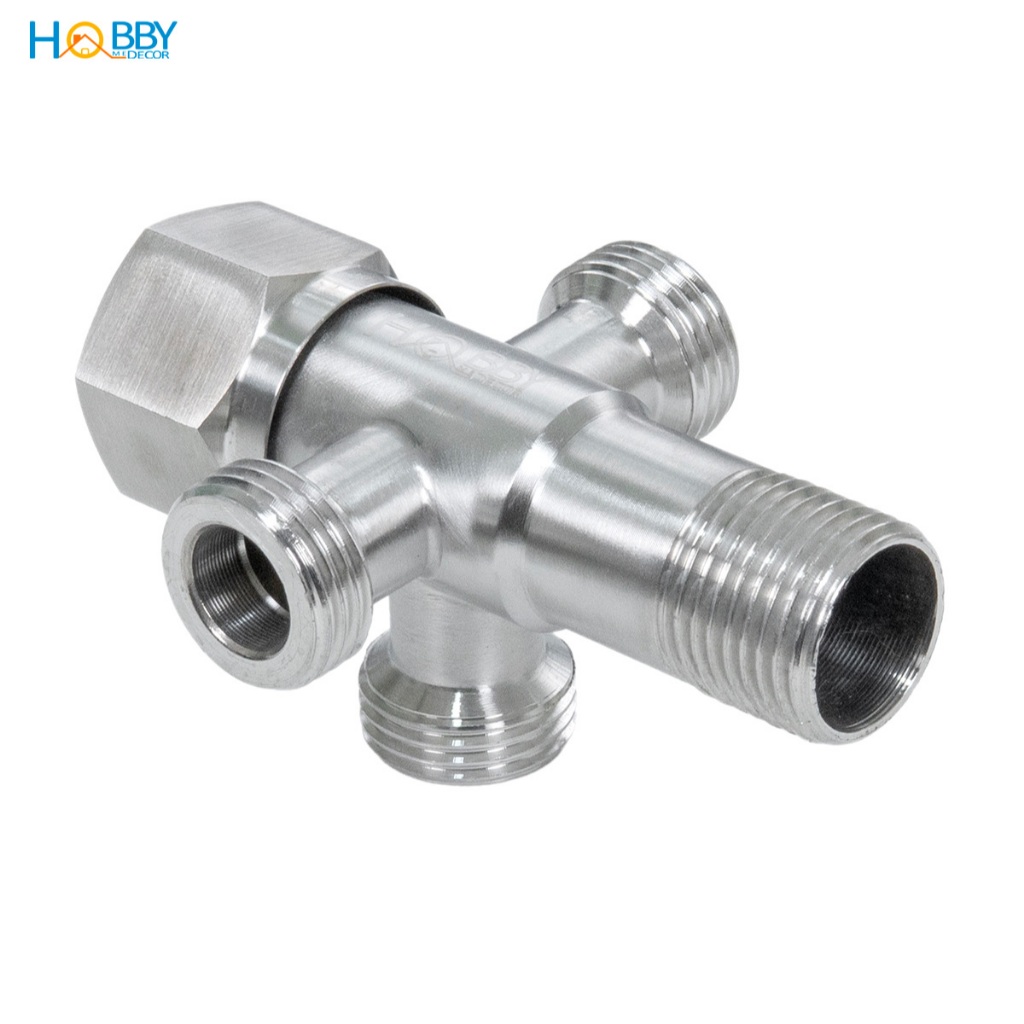 Van chia nước 3 nhánh ren ngoài 21 inox 304 Hobby home decor DNV4