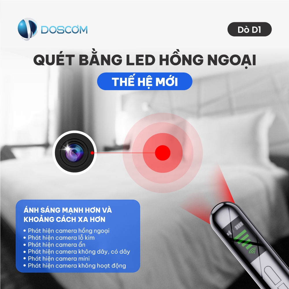 Thiết Bị Dò Camera Ẩn Doscom D1 - Phát Hiện Nghe Lén, Định Vị GPS Siêu Nhạy, Pin 25H Nhỏ Gọn
