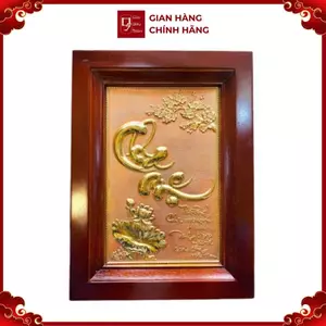 Tranh Đồng Chữ Cha Mẹ , Mạ Vàng 24k ( 28x38cm ) - Cửu Diệu Thiên - CM0012