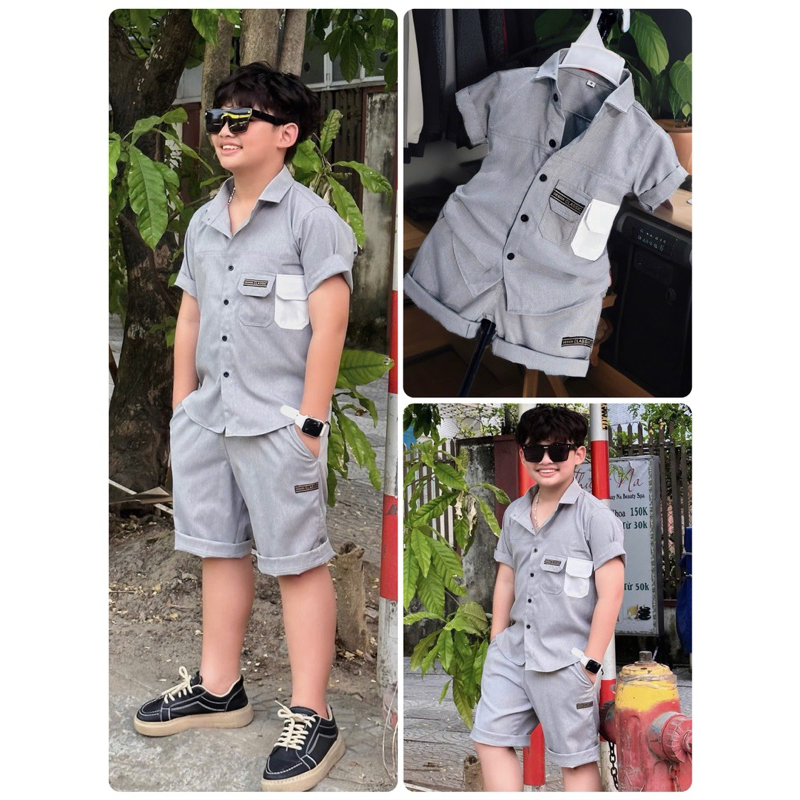 set sơmi công tử cho bé trai 10kg-52kg Tonibrand