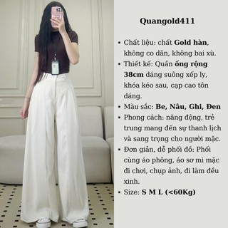 247store - Quần ống suông cạp cao vải, quần tây ống rộng dài nữ (Ống 38cm) Quangold411