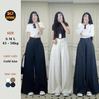 247store - Quần ống suông cạp cao vải, quần tây ống rộng dài nữ (Ống 38cm) Quangold411