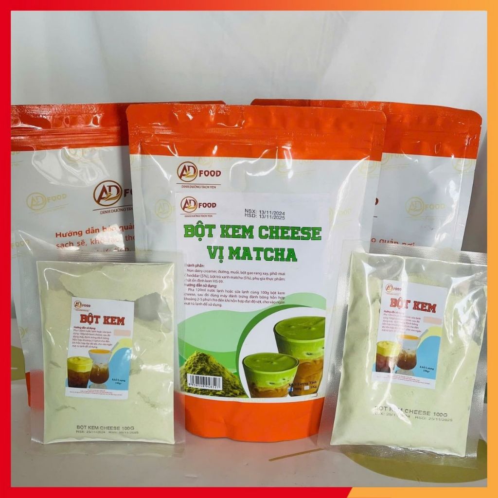 1kg Bột kem cheese Matcha ADFOOD- làm topping đồ uống, topping cream bột  milk foam muối biển