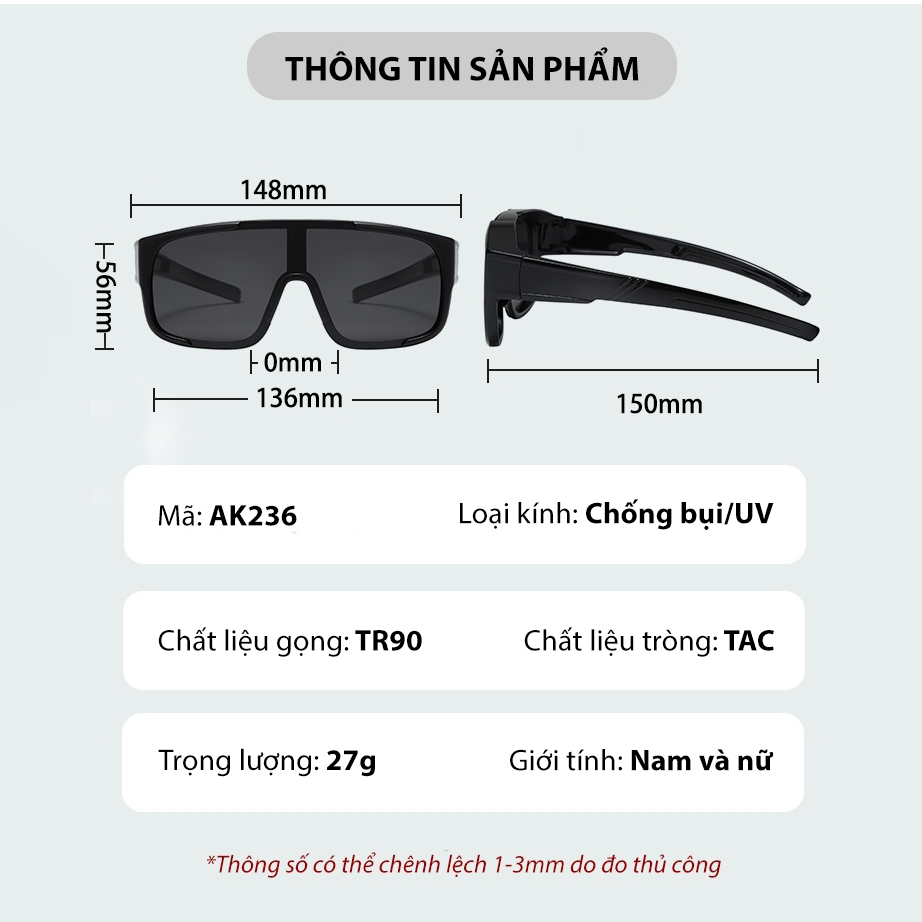 Ảnh Kính Chống Bụi Phân Cực Đi Đường Nam Nữ AORON Có Thể Đeo Ngoài Gọng Cận Chống Tia UV Gây Hại, Cản Gió Và Nước Mưa AK236 2