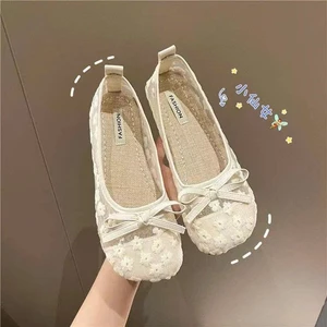 Giày Búp Bê Mary Jane Hoa Lưới Bánh Bèo Thoáng Khí Mùa Hè 2025
