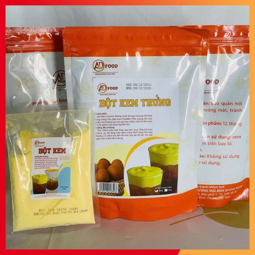 Túi 1kg Bột kem trứng, topping cho trà sữa, lớp milk foam dẻo mịn vị trứng