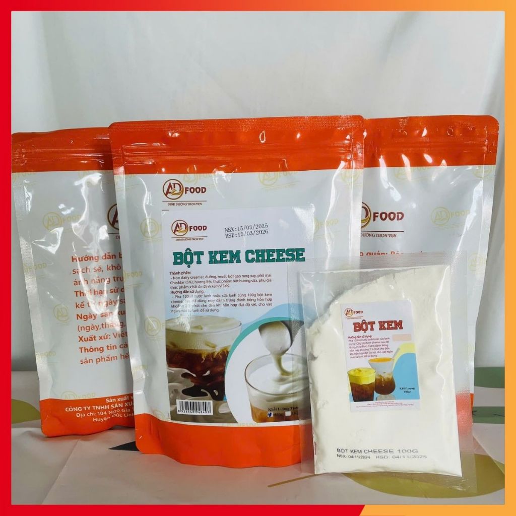 1kg Bột Kem Cheese ADFOOD, dùng làm kem lớp kem cheese trang trí món nước, bánh kem, bánh ngọt vị truyền thống