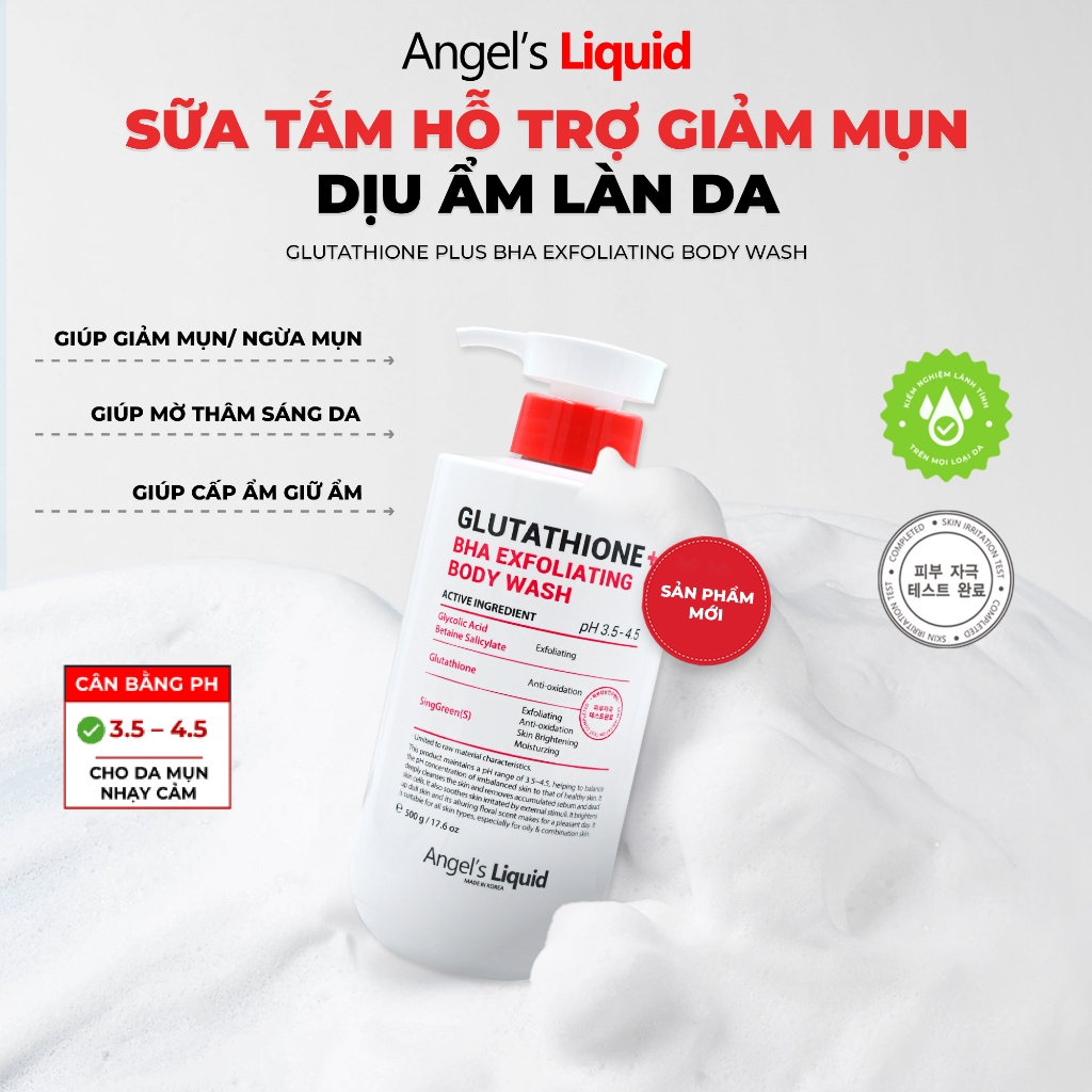 Sữa Tắm Giảm Mụn, Dịu Ẩm Làn Da Glutathione + BHA Exfoliating Body Wash 250ML