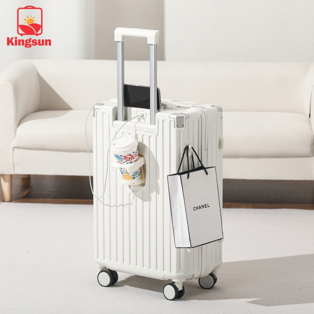 Vali du lịch Kingsun 302 Size 20/24/28 cao cấp cổng sạc USB khay đựng cốc ABS Cao Cấp Bảo Hành 5 Năm