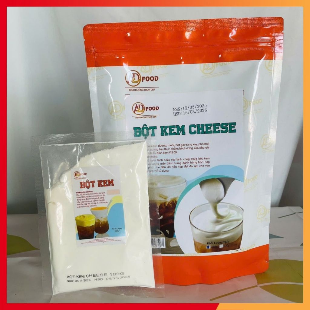 500g Bột kem cheese ADFOOD- làm topping đồ uống, topping cream bột  milk foam muối biển