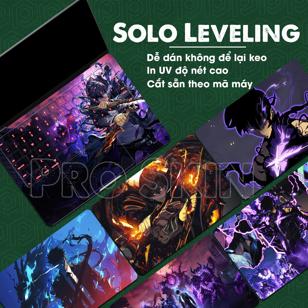 Dán Laptop mẫu Solo Leveling cho Dell, Hp, Asus, Lenovo, Acer, MSI ...