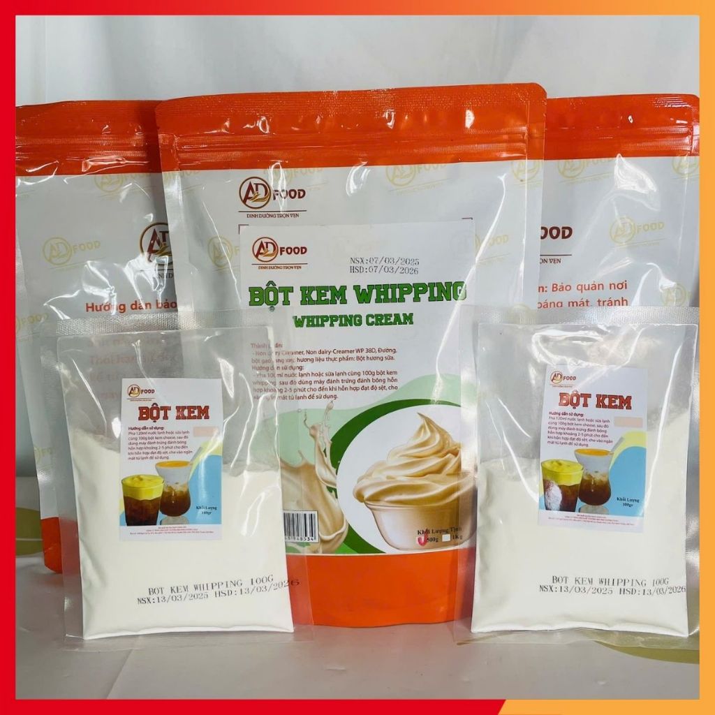 Bột Làm Kem Whipping Cream thơm ngon gói nhỏ dùng thử 200gr