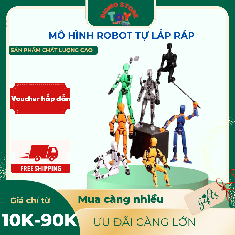 Mô Hình Rô Bốt Tự Lắp Ráp, Rô Bốt Nhiều khớp gập linh hoạt (Bé tự lắp ...
