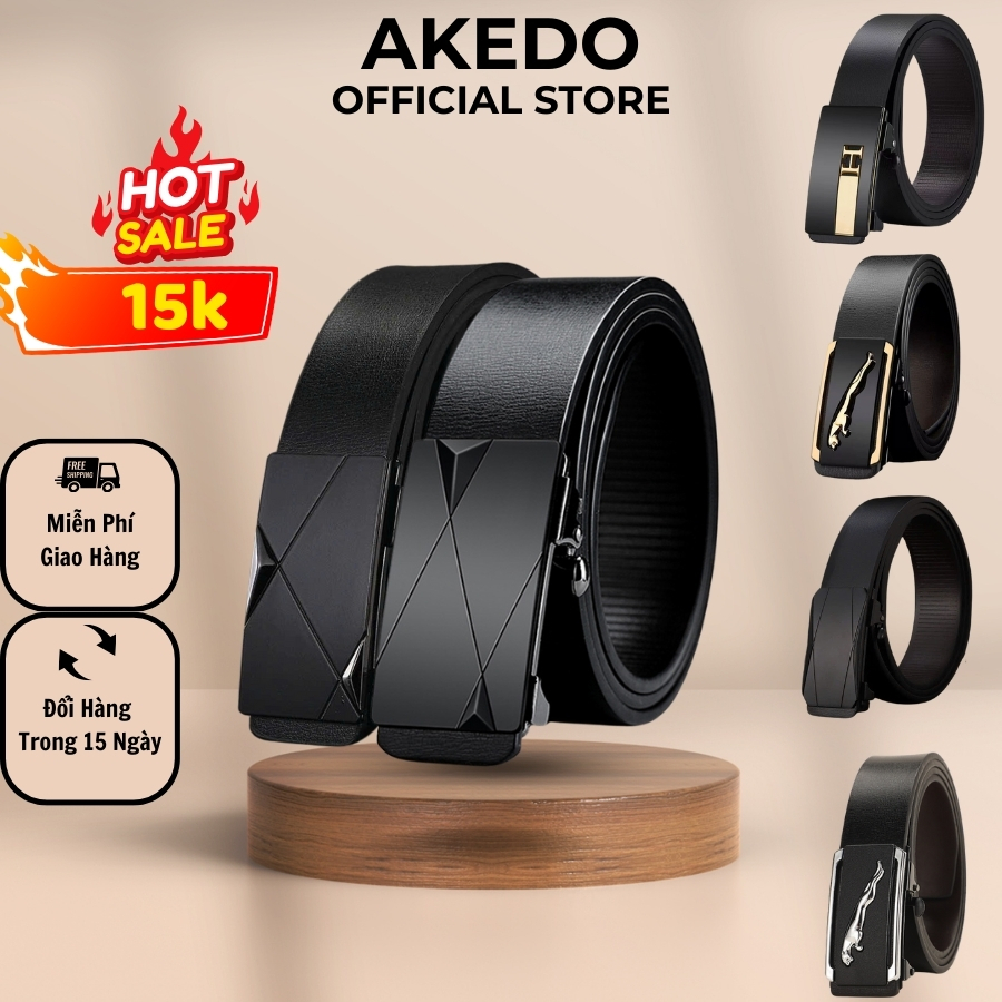 Thắt Lưng Da Nam không gỉ khóa tự động, dây nịt Khóa Tự Động Cao cấp new AKEDO