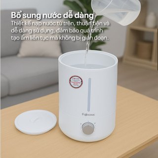 Máy tạo ẩm xông tinh dầu FUJIHOME HM06M Công nghệ phun siêu âm độ bền cao, đèn led hiển thị đa màu