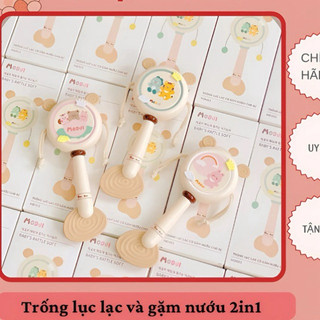 Trống lục lạc Modui kiêm gặm nướu an toàn cho bé trống lúc lắc gỗ giúp bé phát triển thính giác