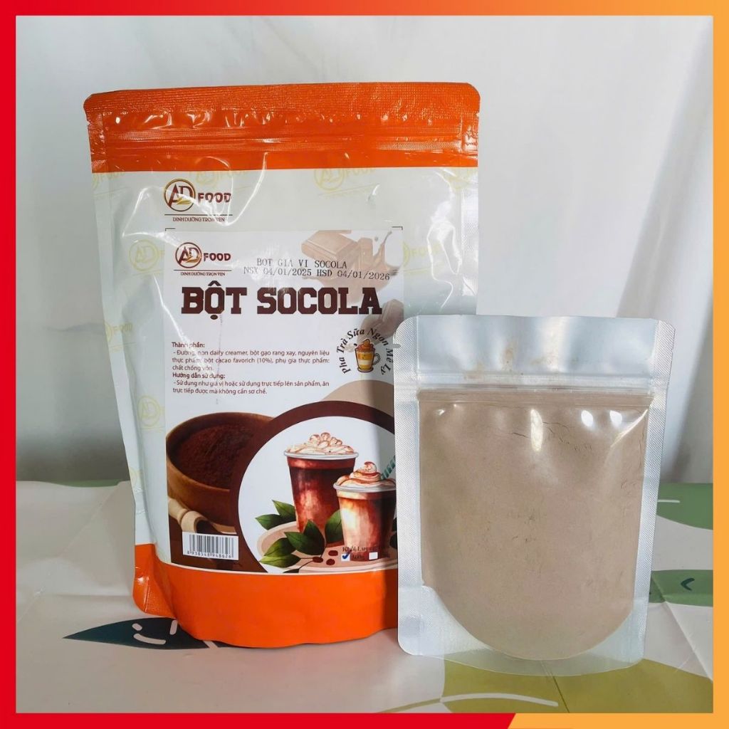 500g Bột lắc vị Socola ADFOOD - lắc trực tiếp lên kem tươi, bánh ngọt, cà phê hoặc món tráng miệng