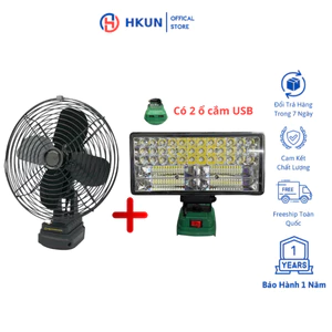 Combo Thân Đèn Led WORKFIX 84 Bóng siêu sáng có 2 cổng USB, và thân quạt 8inch