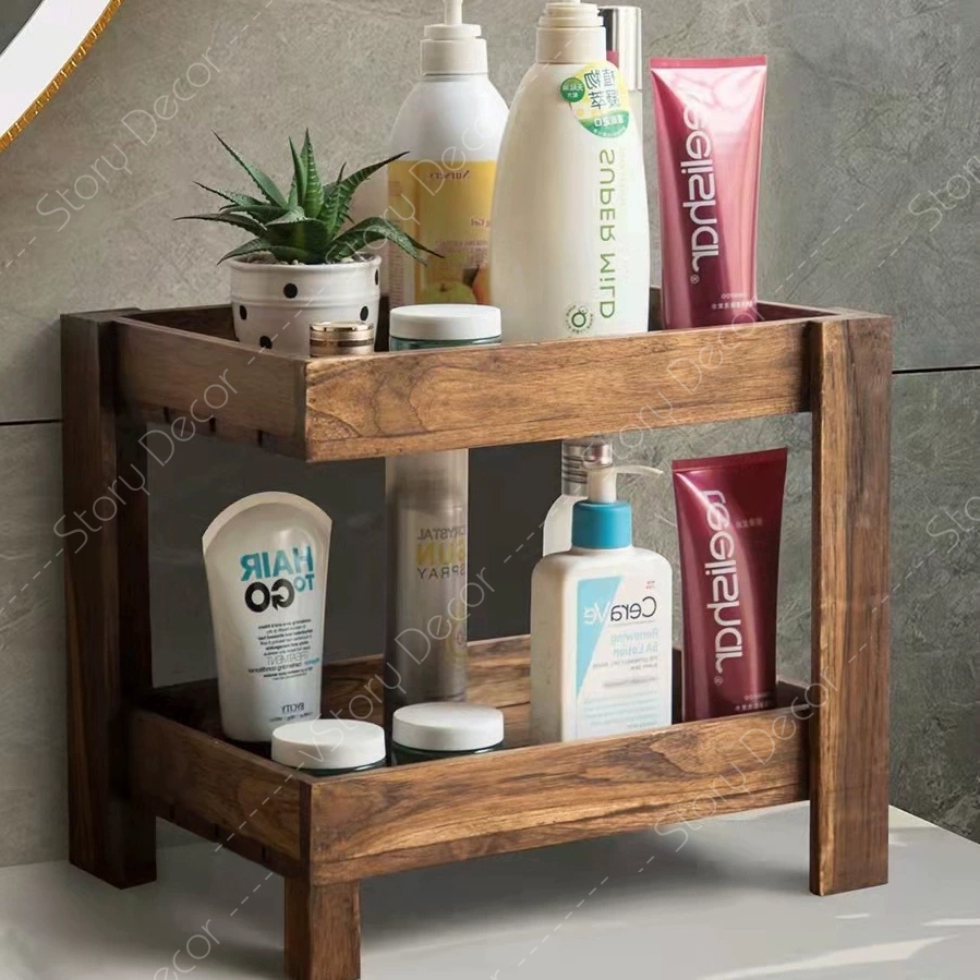 Kệ 2 tầng để đồ nhà tắm, mỹ phẩm nhà bếp rau quả đa năng