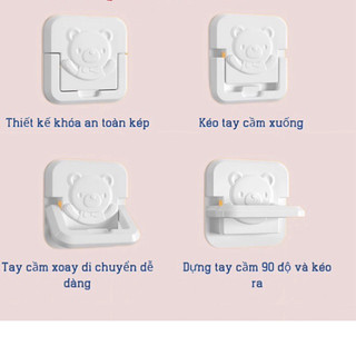 Bịt ổ điện cao cấp IQKAO 2 chân 3 chân, an toàn cho trẻ nhỏ, họa tiết gấu trắng đáng yêu