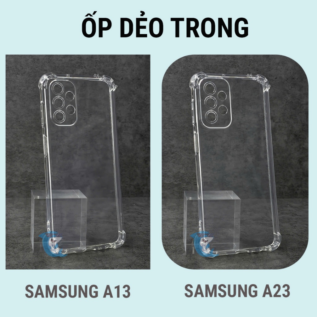 Ốp lưng Samsung A13, A23 nhựa silicon trong suốt dẻo cao cấp chống sốc va đập cạnh vuông bảo vệ đt