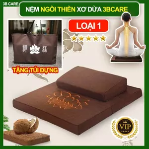 Nệm ngồi thiền 3B Care chất xơ dừa đàn hồi cao, đệm ngồi thiền không xẹp lún combo bồ đoàn tọa cụ