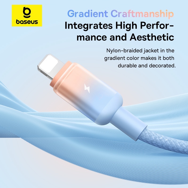 Dây cáp sạc nhanh Baseus Discolor USB sang ip 20W cho Phone 11 12 13 14 Pro Max Cáp truyền dữ liệu chính hãng dài 1m 2m