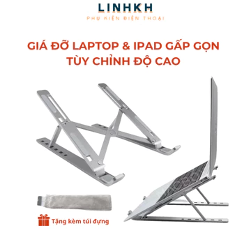 Giá đỡ LAPTOP, MACBOOK, IPAD điều chỉnh được độ cao, kệ máy tính laptop, đế tản nhiệt kê laptop nhôm