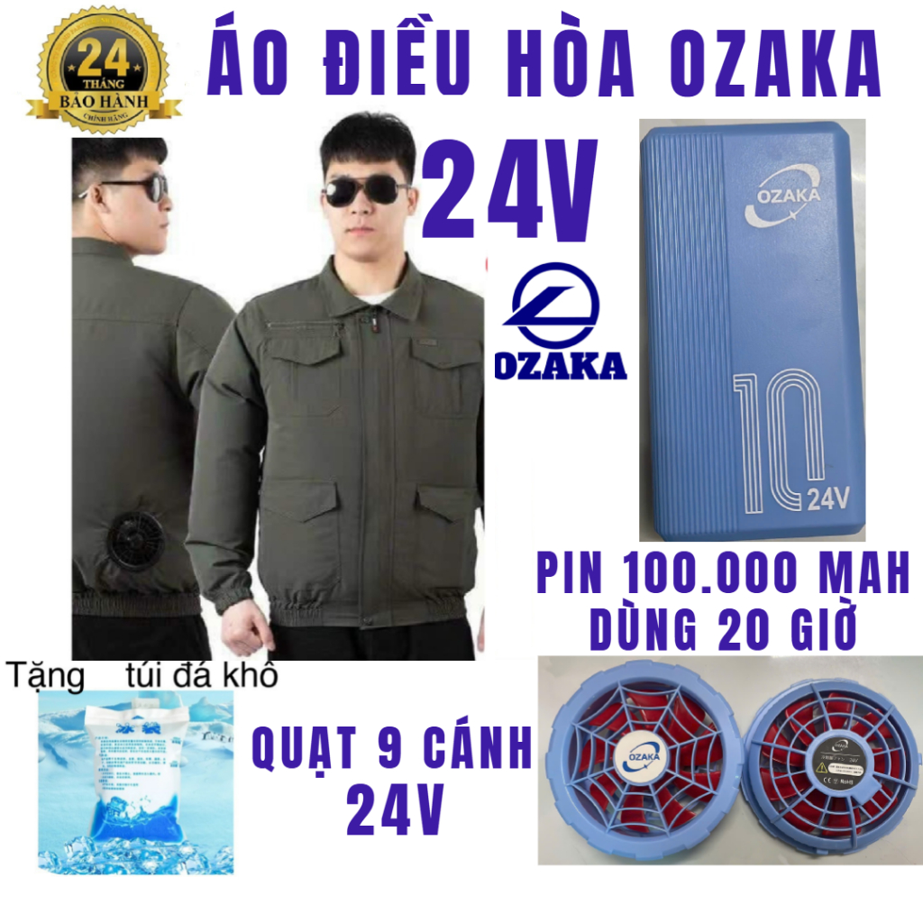 Áo điều hoà nhật bản OZAKA CÔNG SUẤT LỚN 28V CỨC MÁT PIN DUNG LƯỢNG 100000MAH BẢO HÀNH 24 THÁNG