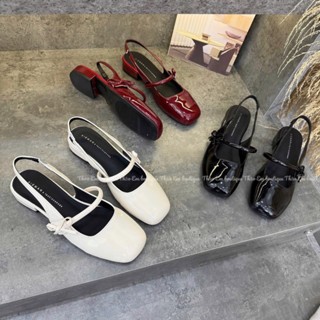 [Thảo Em - SH3V] Sục bệt nữ có quai sau đính nơ gót đế 2cm [ Sẵn Hàng ]