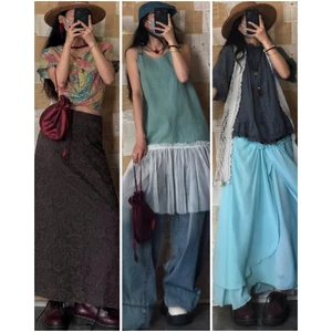 Set đầm váy dáng dài vintage, korea style, Japan style, retro 2hand. Demo ảnh bìa