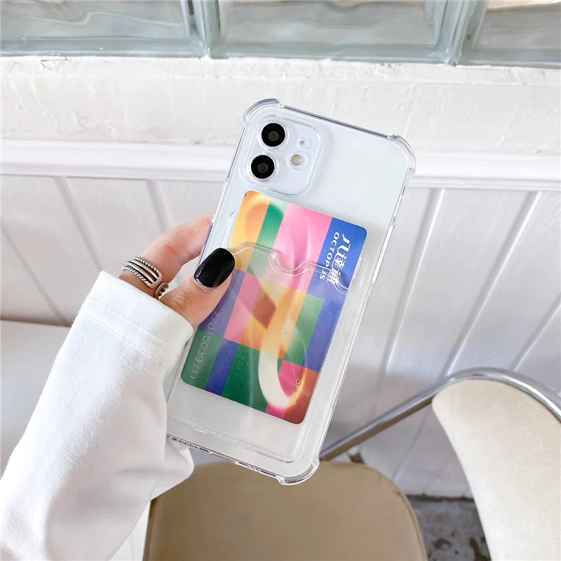 Ốp lưng chống sốc IPhone trong suốt có ngăn đựng thẻ cho IPhone 7 8 Plus SE XS XSMax 11 12 13 14 15 16 17Pro Max Plus