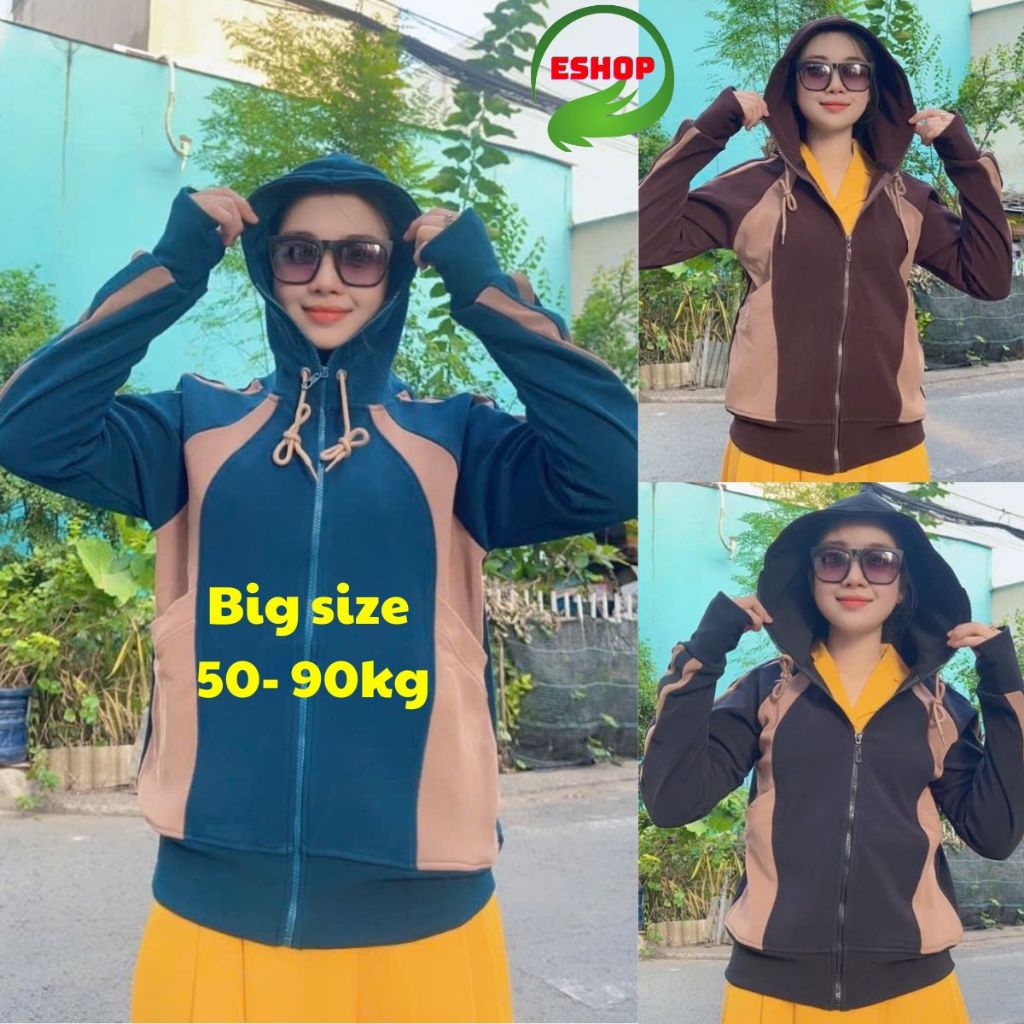 Áo khoác nữ bigsize áo khoác chống nắng mùa hè mặc mát thun gân dày co giãn có 4 túi ESHOP áo khoác ủ kem