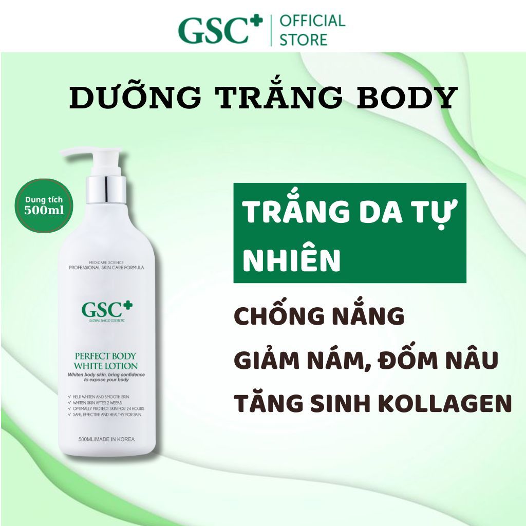 Kem dưỡng trắng da body, chống nắng, mềm mịn, xóa thâm GSC Perfect Body  White Lotion 500ml GSC Shop | Shopee Việt Nam
