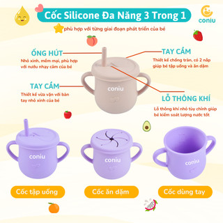 Bộ Ăn Dặm Silicone Coniu Hình Cua Cho Bé, Combo Bát- Khay- Yếm- Thìa- Cốc Silicone Cao Cấp