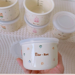 Bát Ăn Dặm SỨ Cho Bé BARROT Ceramic Bowl Hoạ Tiết Đáng Yêu Có Nắp Silicon Chống Tràn babyhome