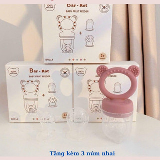 Túi nhai ăn dặm chống hóc Barrot hình gấu kiêm gặm nướu cho bé 4m+  Bar Rot